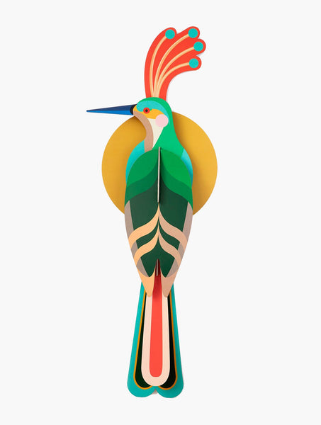Paradiesvogel "Nias" aus Karton und pflanzlicher Tinte, Wohnaccessoire, ohne Verpackung 