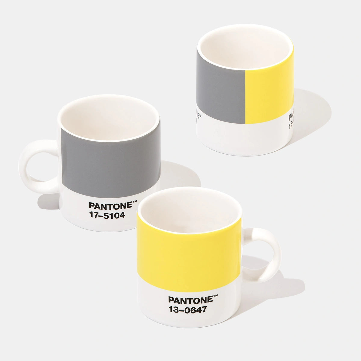 Pantone Espresso Tasse yellow grey