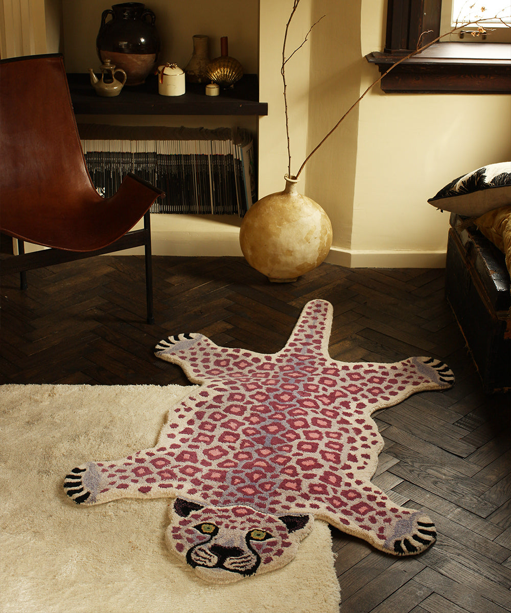 Großer Teppich - Lila Leopard