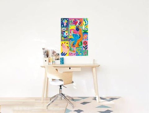 XXL Poster mit Stickern - Be happy