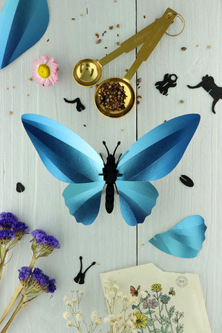 3D Insekt zum selbst zusammenbauen: Schmetterling Birdwing azurblau