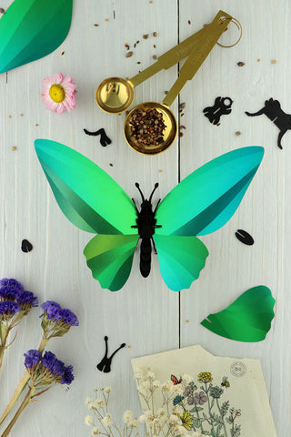 3D Insekt zum selbst zusammenbauen: Schmetterling Birdwing karibikgrün
