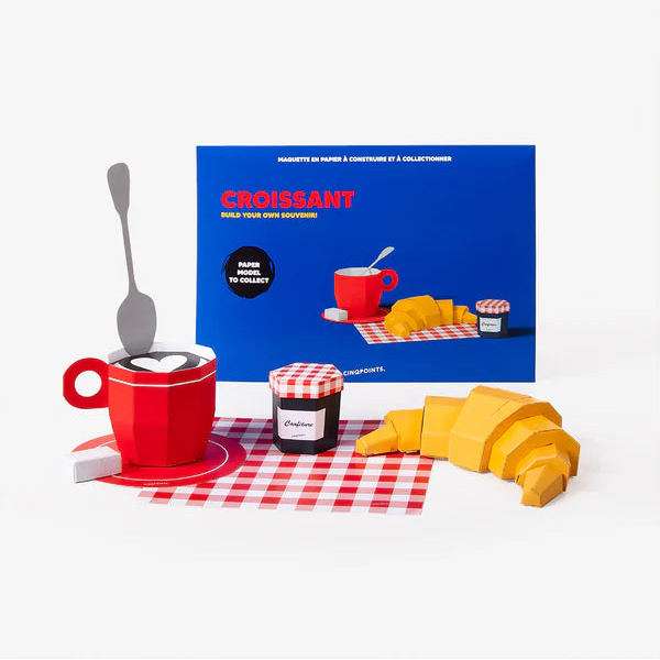 3D Papercraft Model - Croissant mit Kaffee