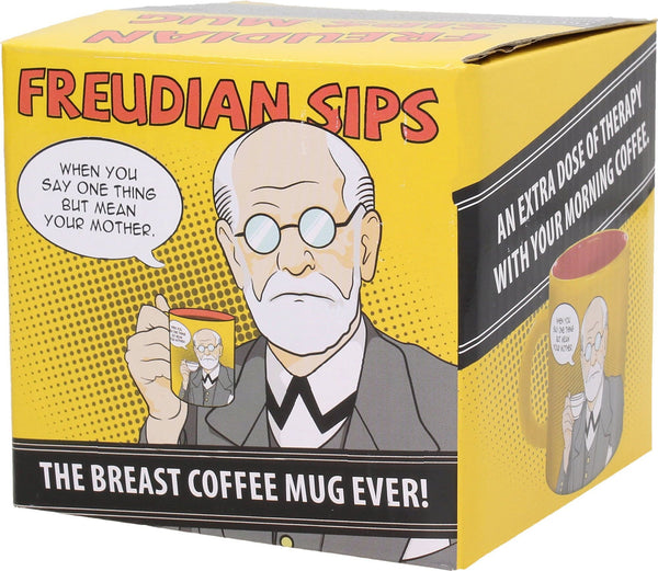 Freudian Sips - der Kaffeebecher mit Sigmund Freud. "When you say one thing but mean your Mother" - Verpackung