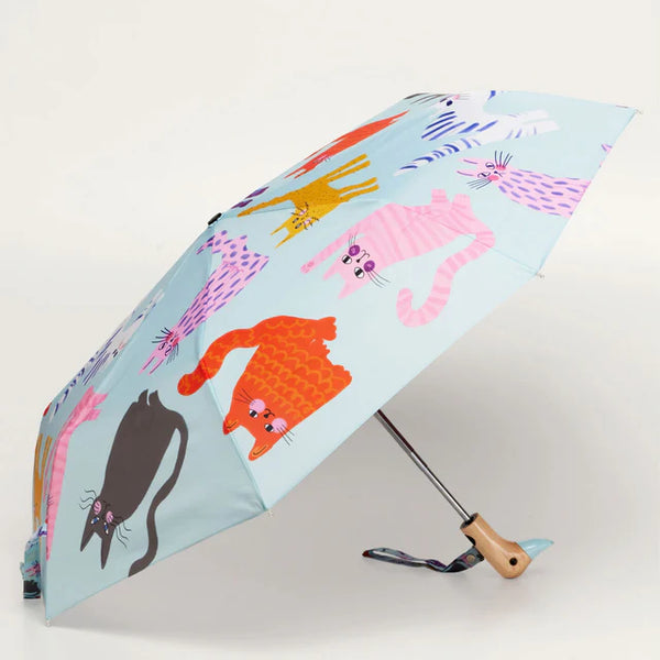 Duck Umbrella - Blau mit Katzen
