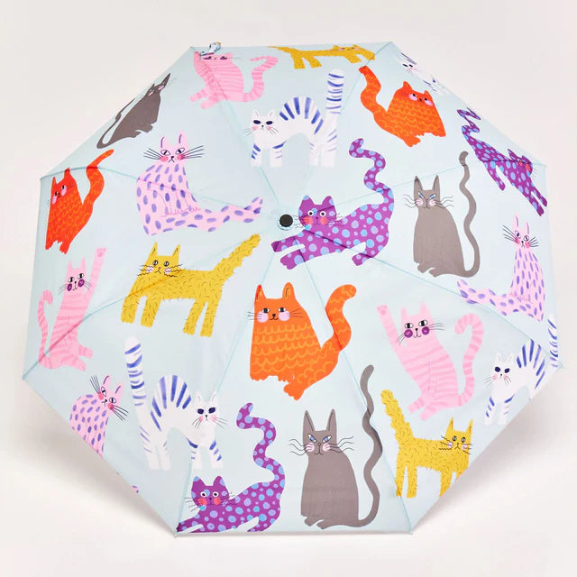Duck Umbrella - Blau mit Katzen
