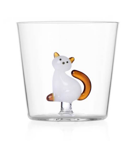 Glas Katze Braun