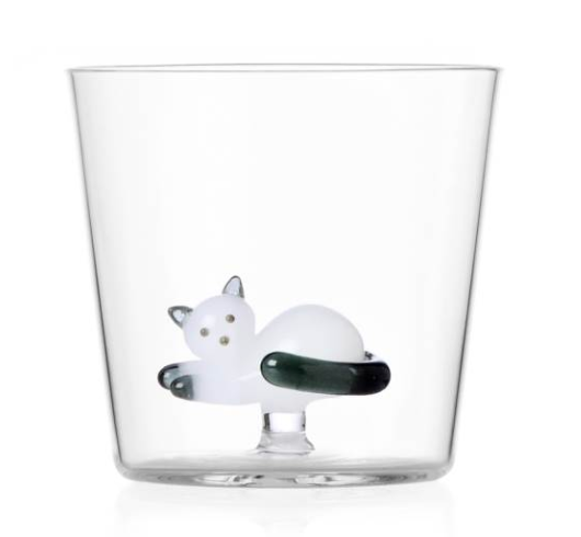 Glas Katze Liegend Grau