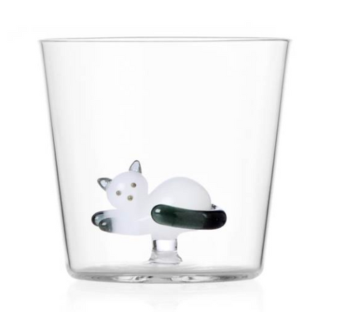 Glas Katze Liegend Grau
