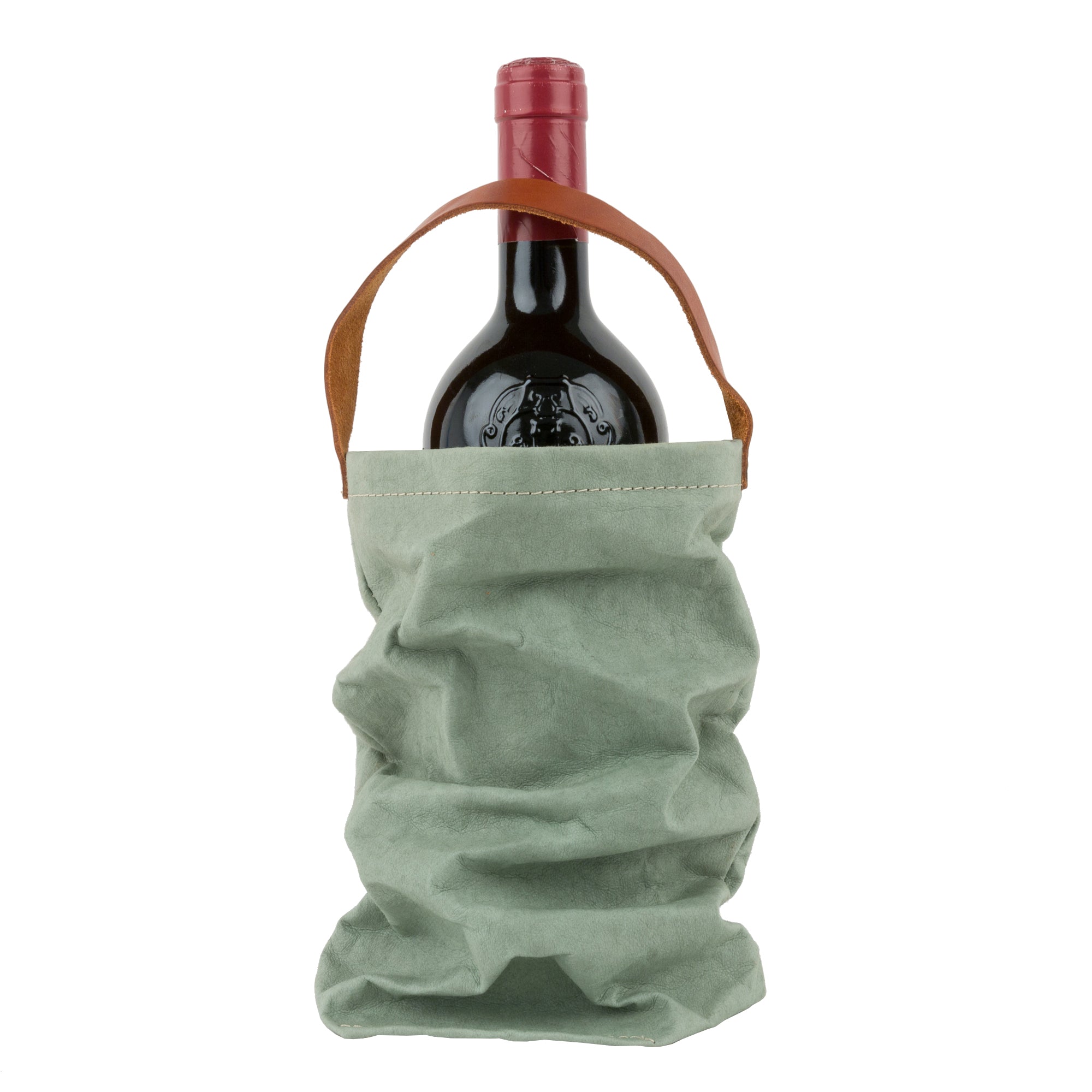 Weinkühler mit praktischer Tragetasche und herausnehmbaren Kühl-Pack. In der Salvia (salbeigrün).