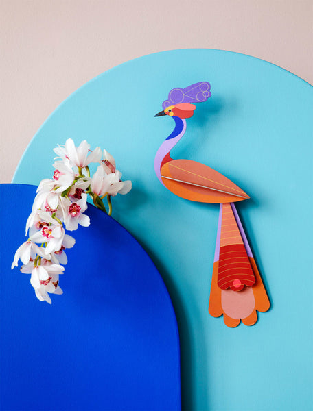 Paradiesvogel Savu als Wanddekoration zum selbst zusammenbauen aus Papier