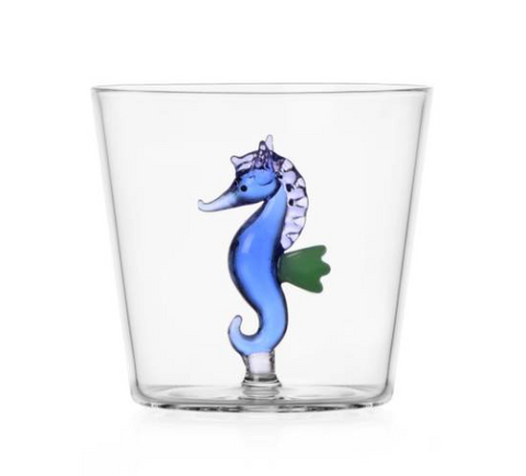 Glas Seepferd Blau