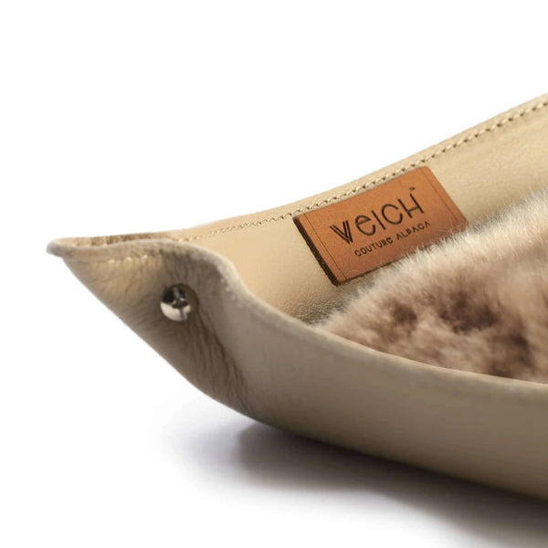 kleiner Taschenleerer mit Alpakafell - taupe