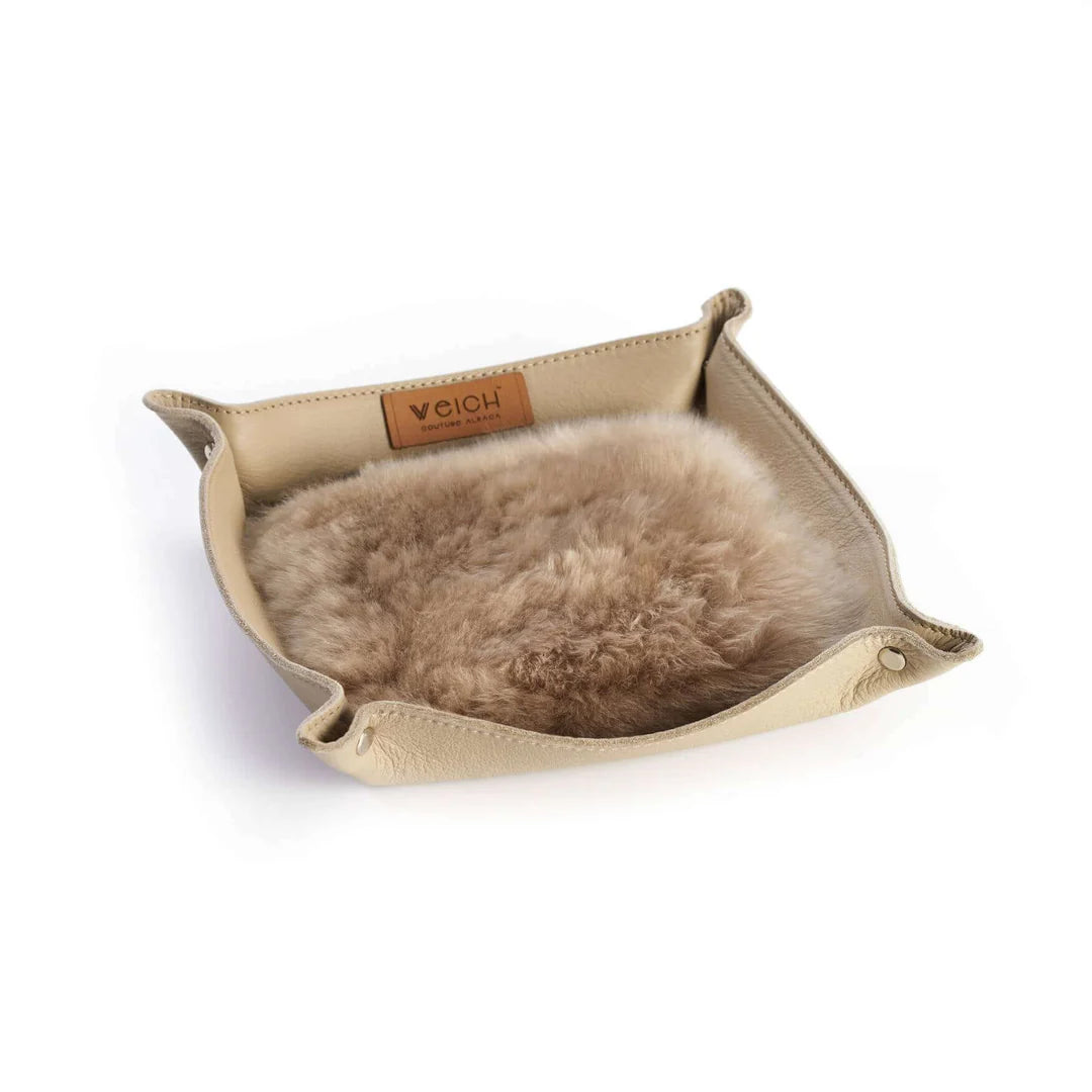 kleiner Taschenleerer mit Alpakafell - taupe