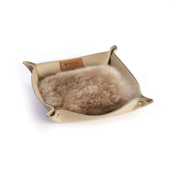 kleiner Taschenleerer mit Alpakafell - taupe