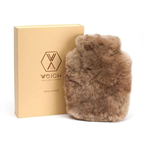 Wärmflasche mit Alpakafell - taupe
