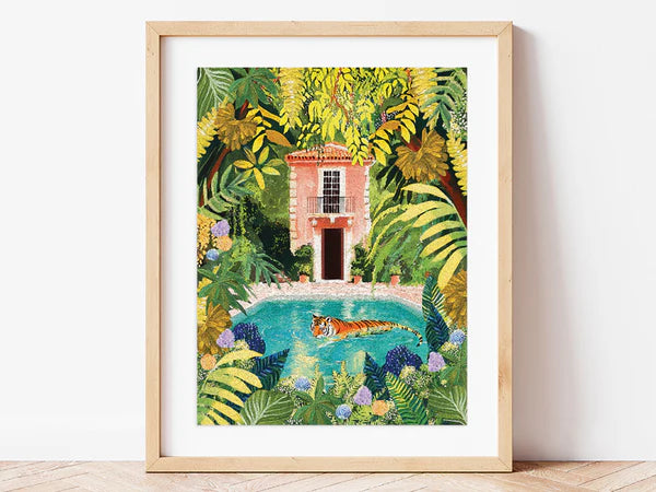 Malen nach Zahlen - Set (Entspannter Tiger im Pool)