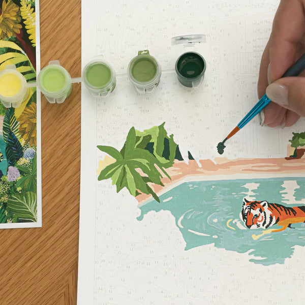 Malen nach Zahlen - Set (Entspannter Tiger im Pool)