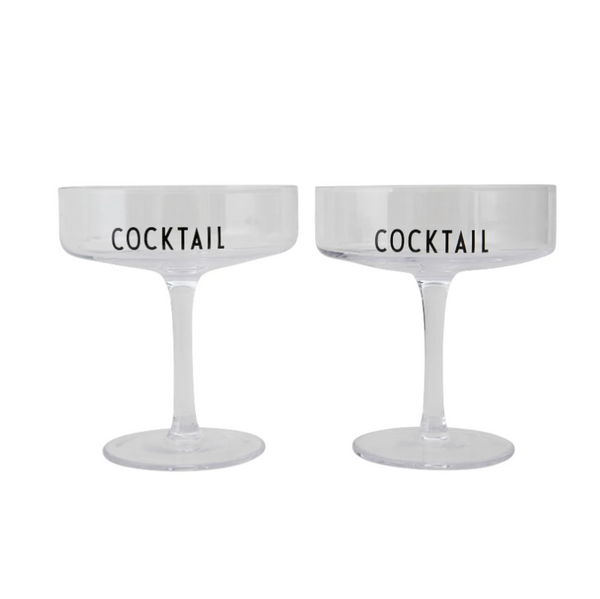 durchsichtiges Cocktailglas mit "COCKTAIL" in Schwarz Aufdruck
