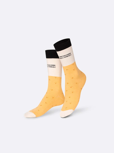 Glückskeks Socken ausgestellt 