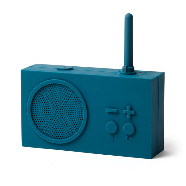 blauer Bluetooth Speaker mit Radiofunktion, Optik Retroradio