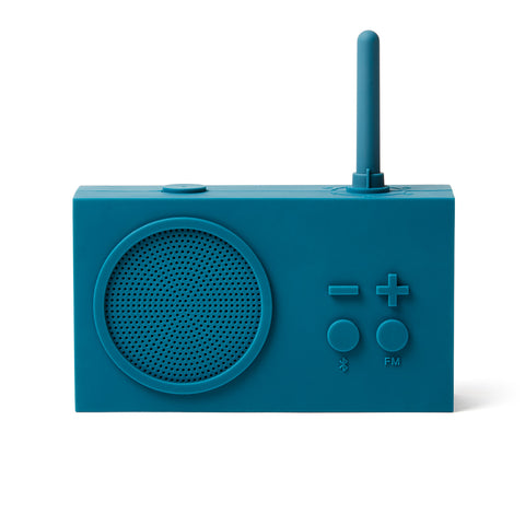 blauer Bluetooth Speaker mit Radiofunktion, Optik Retroradio