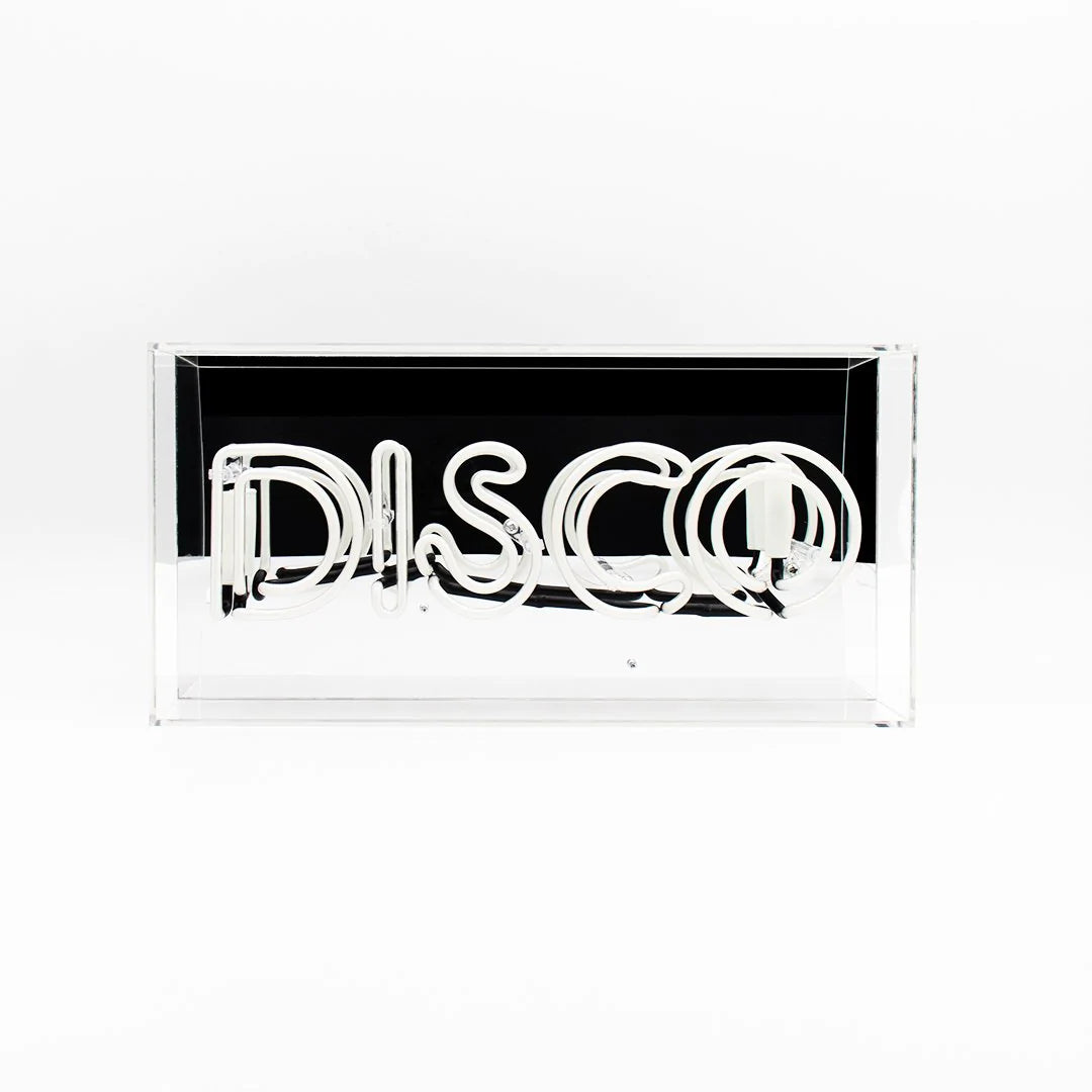 Neonschild "DISCO" von vorne, hell und ausgeschalten