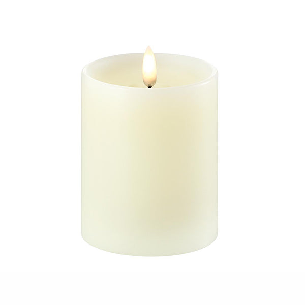kleinste Kerze, breiter Durchmesser, mit falscher Flamme: LED leuchte, Farbe: offwhite