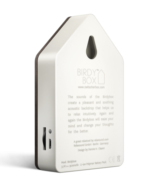 Birdybox gedämpfte Eiche Rückansicht weiß