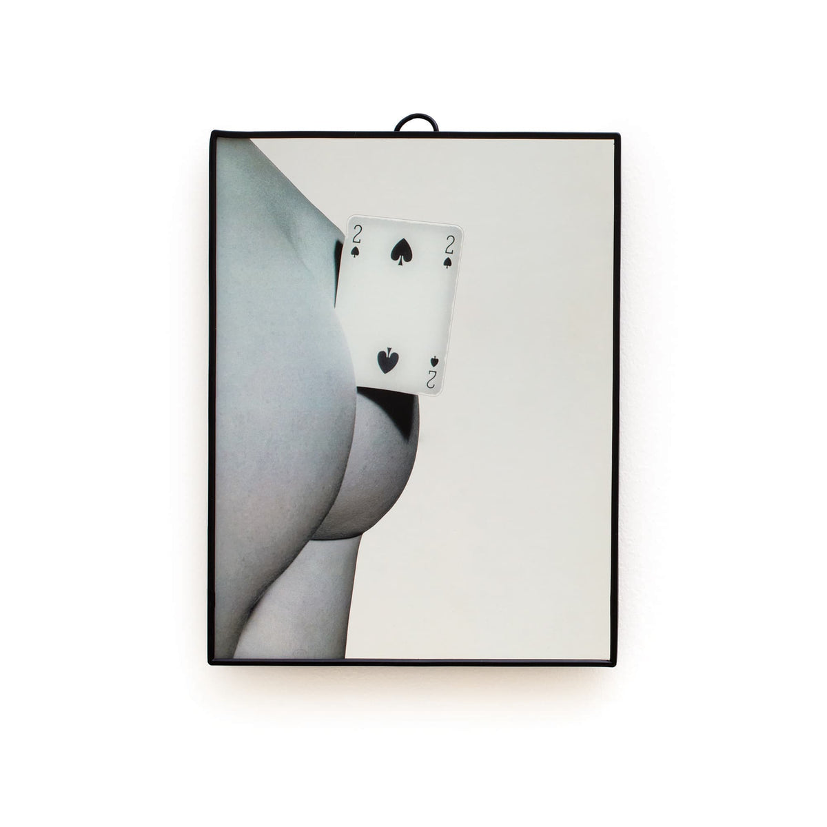 Seletti Spiegel "Two of Spades" mit schwarzem Rahmen