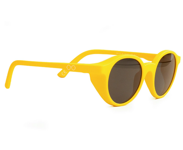 Unzerstörbare Sonnenbrille in Gelb, von der Seite 
