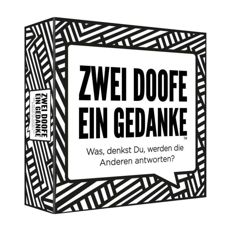 Spiel Zwei doofe ein Gedanke. schwarz weißer quadratischer Karton