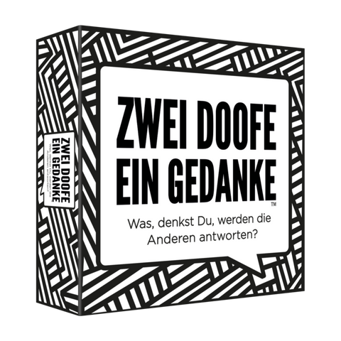 Spiel Zwei doofe ein Gedanke. schwarz weißer quadratischer Karton