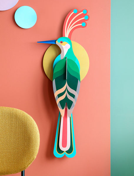 Paradiesvogel "Nias" aus Karton und pflanzlicher Tinte, Wohnaccessoire 