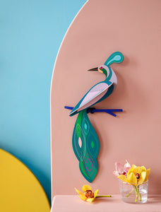 Paradiesvogel "Fiji" aus Karton und pflanzlicher Tinte, Wohnaccessoire