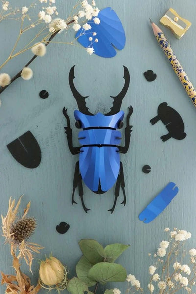 3D Insekt Hirschkäfer kobaltblau schimmernd