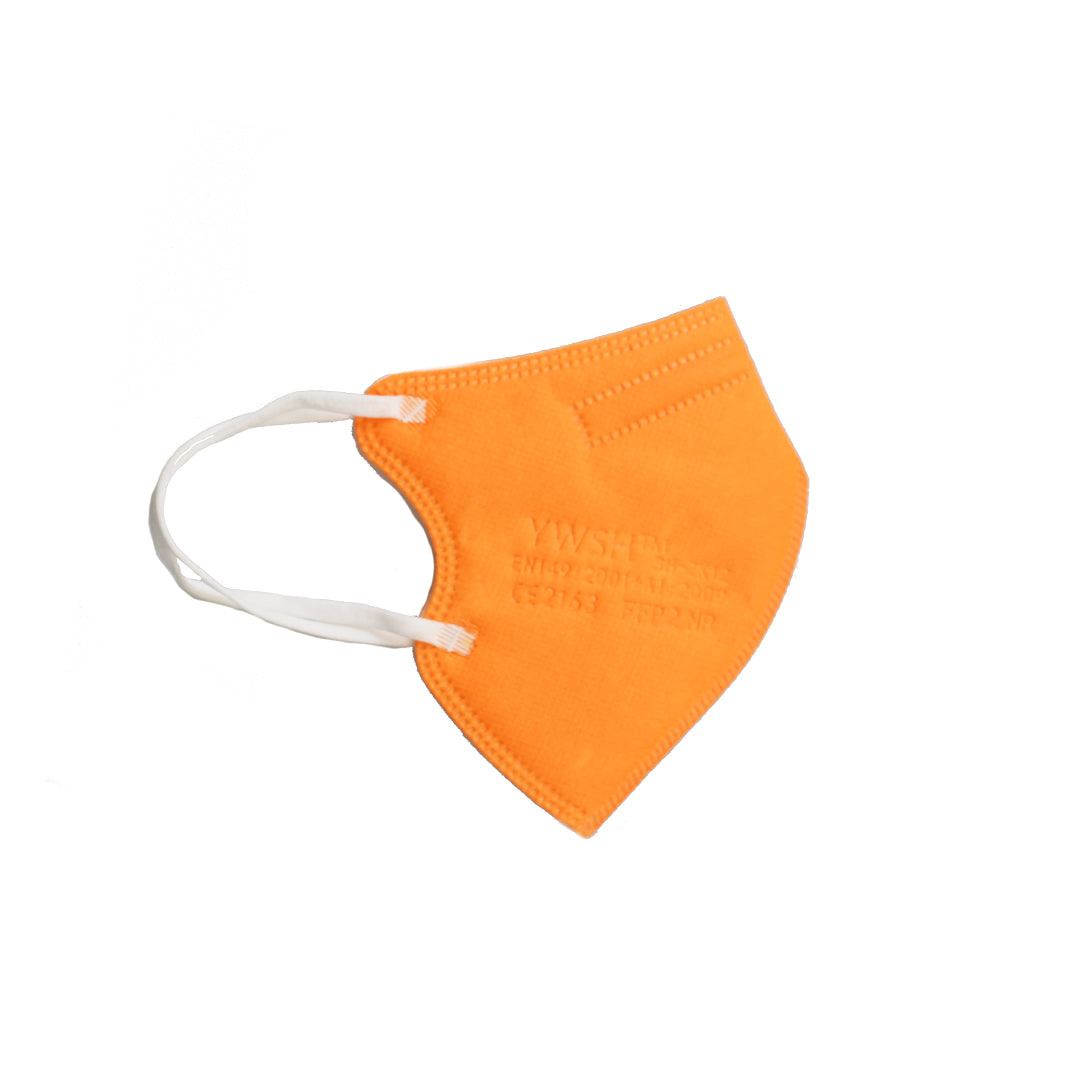 orangene FFP2 Maske für Kinder, mit weißem Band