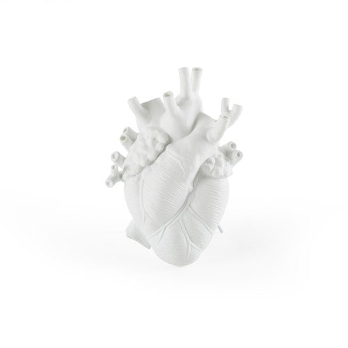 Vase in Form eines menschlichem Herz, weiß matt 