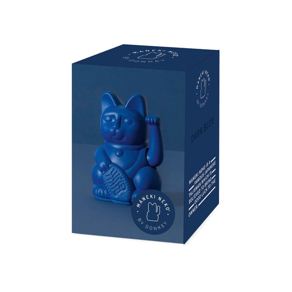 dunkelblaue MINI Winkekatze, ca 7cm hoch
