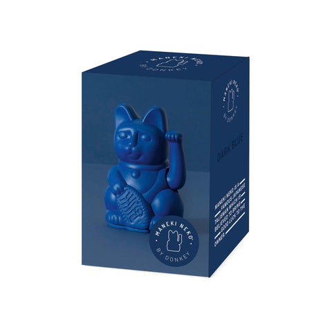 dunkelblaue MINI Winkekatze, ca 7cm hoch