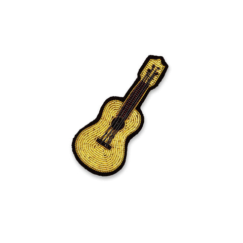 Handbestickte Brosche Gitarre gold/gelb